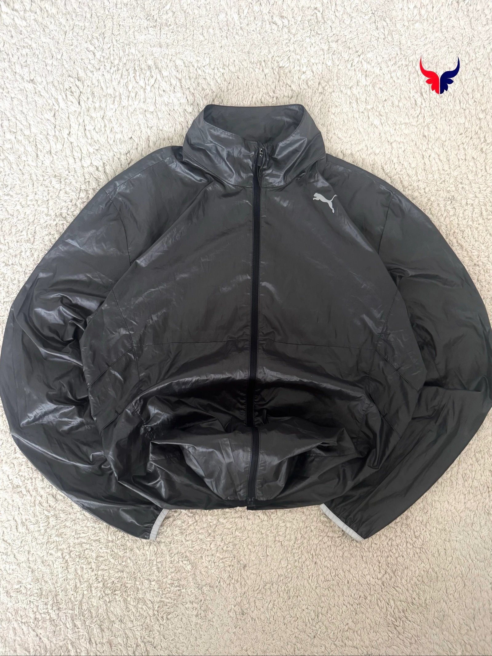 Puma Windbreaker Jacket Grey USP Lightweight Running Sports Y2K Vintage M